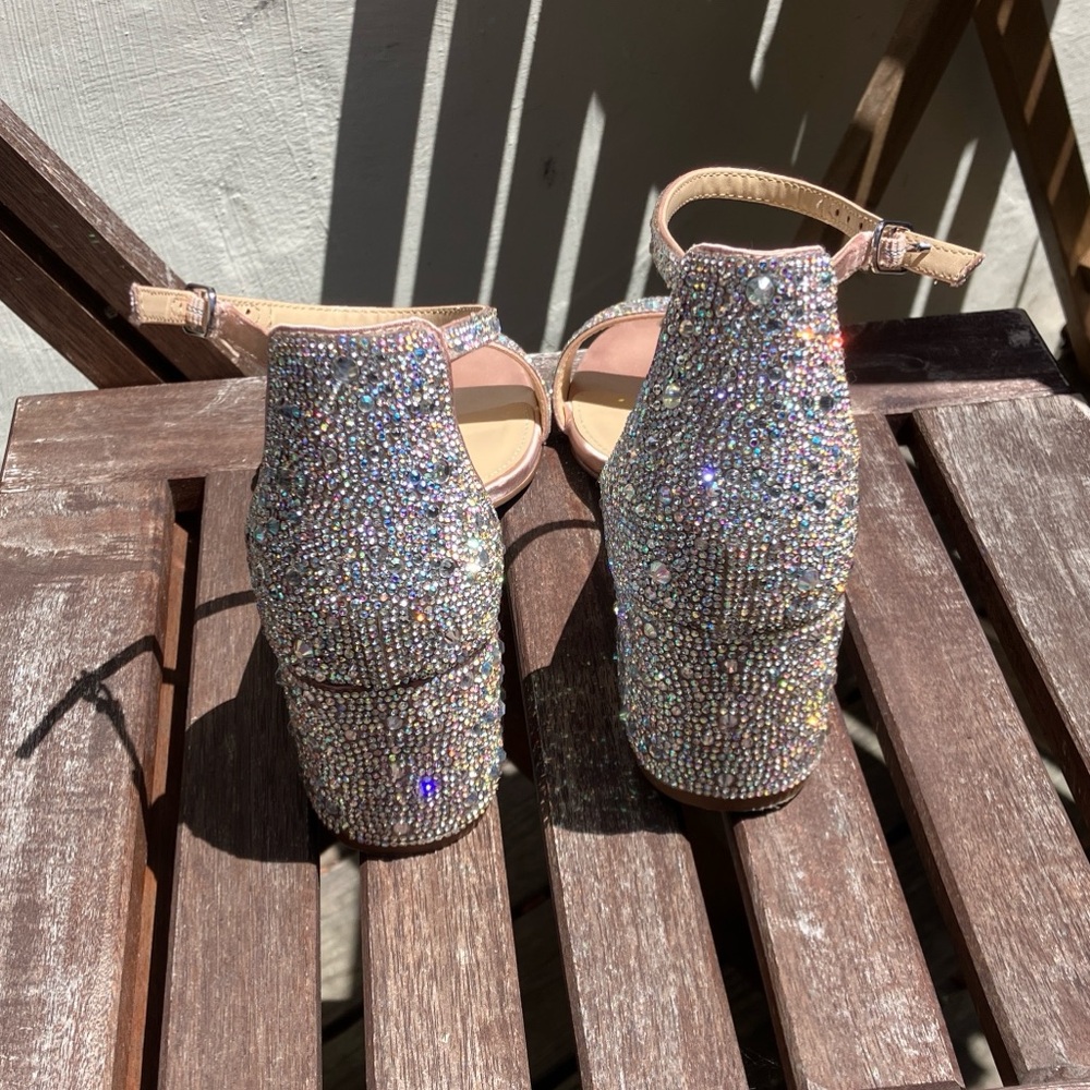 Betsey Johnson Mari sparkle heels 8.5 Champagne - Picture 6 of 14